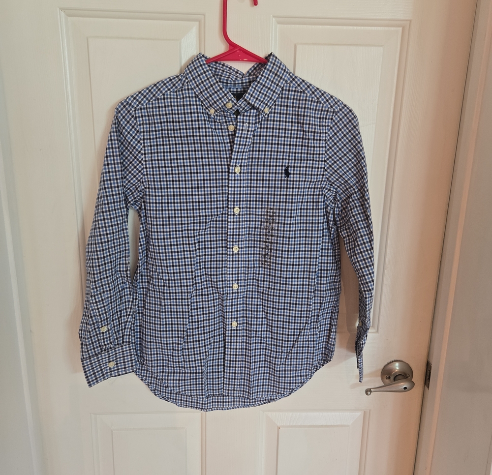 Polo by Ralph Lauren Navy and White Check Button-Down Shirt